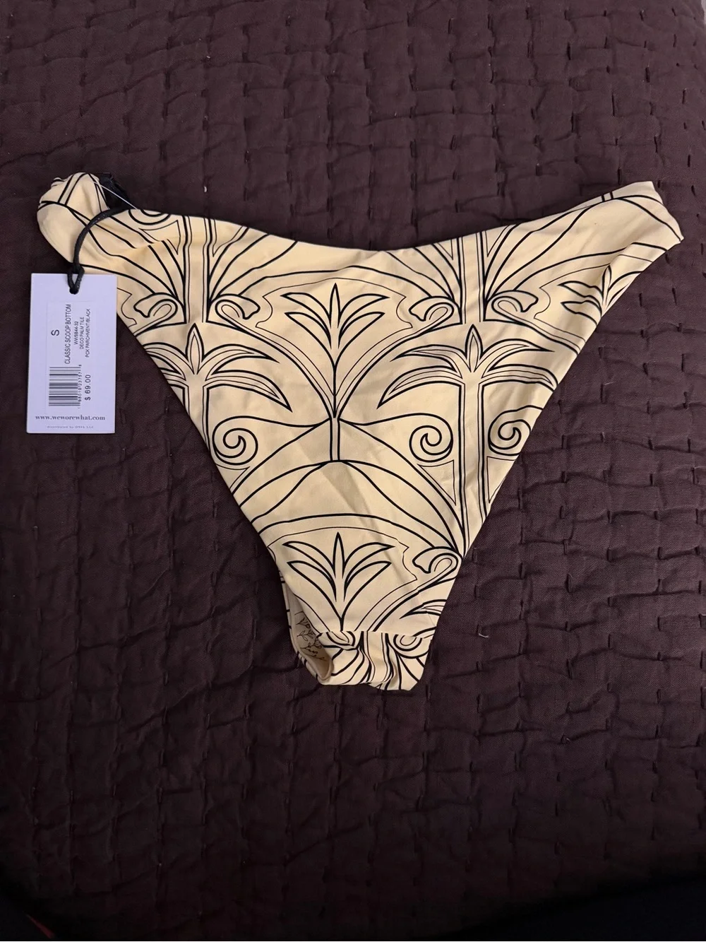 WeWoreWhat palm tile scoop bikini bottoms in parchment